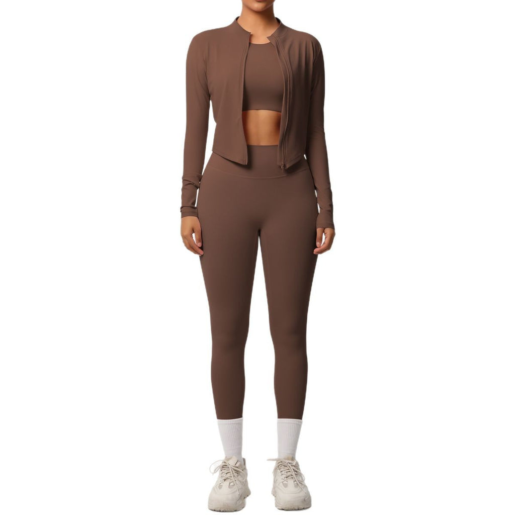 Breathable, Form-fitting Workout Jacket And Three-piece Set