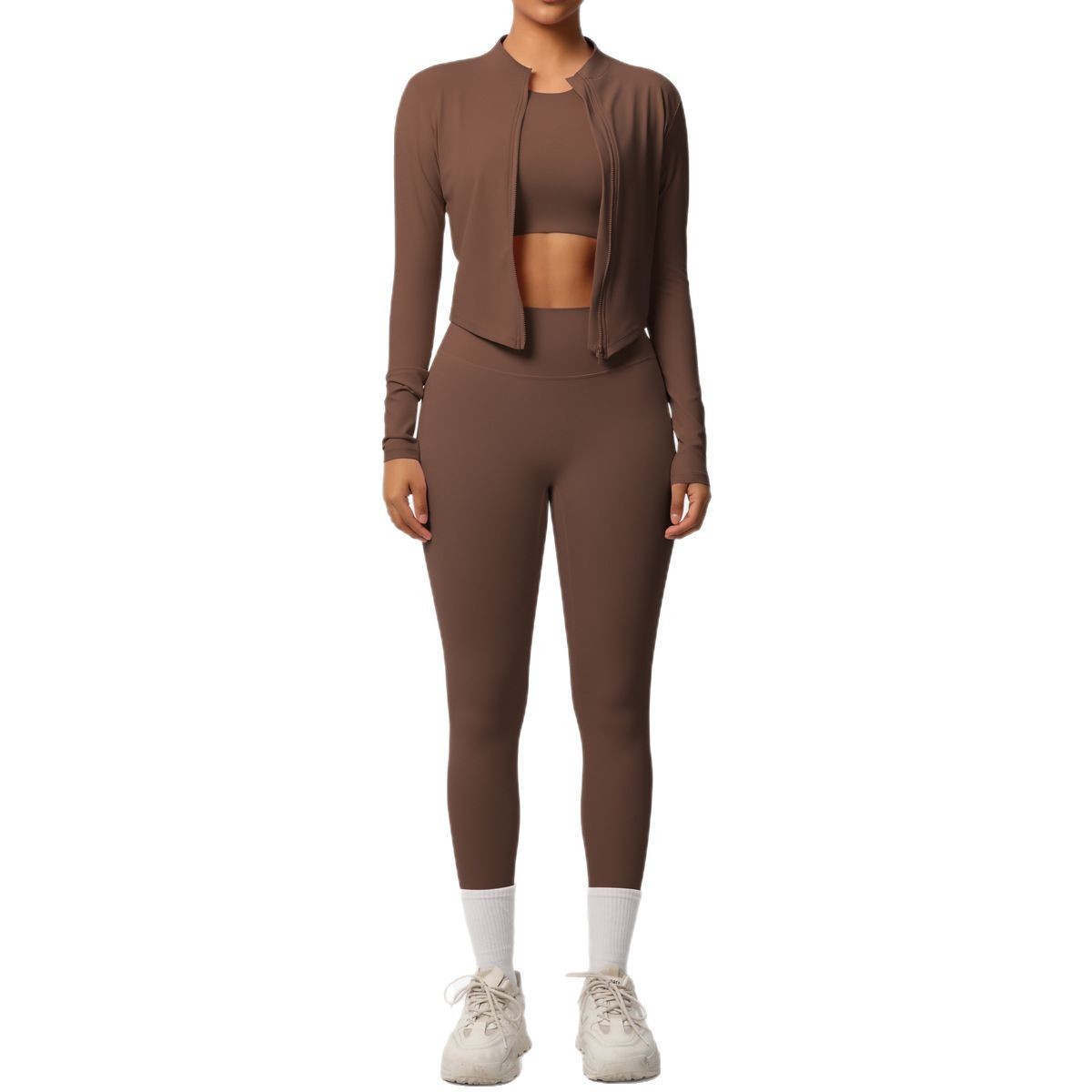 Breathable, Form-fitting Workout Jacket And Three-piece Set