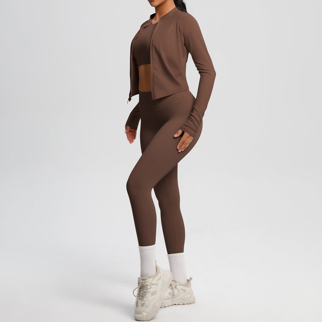 Breathable, Form-fitting Workout Jacket And Three-piece Set